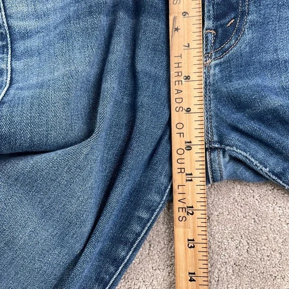 MOTHER Jeans Womens 28 Blue Insider Ankle Fray Sweet Lime Cropped Flare USA VTG - Picture 10 of 15